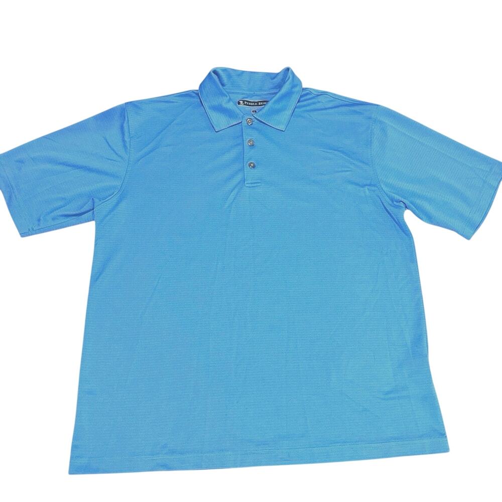 Pebble Beach Performance golf polo Shirt in light blue mens size Large